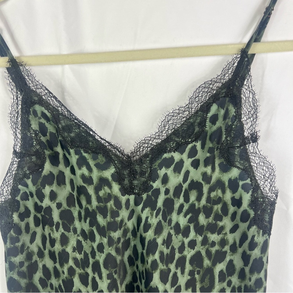 Victoria’s Secret Green Leopard Print Lace Trim Slip Dress - Picture 2 of 5